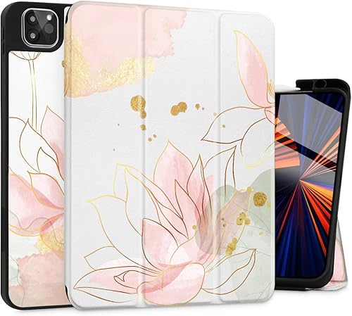 May Chen Funda para iPad Pro de 11 pulgadas (43 generación) 20222021, funda trasera de TPU suave y flexible con soporte para lápices, también