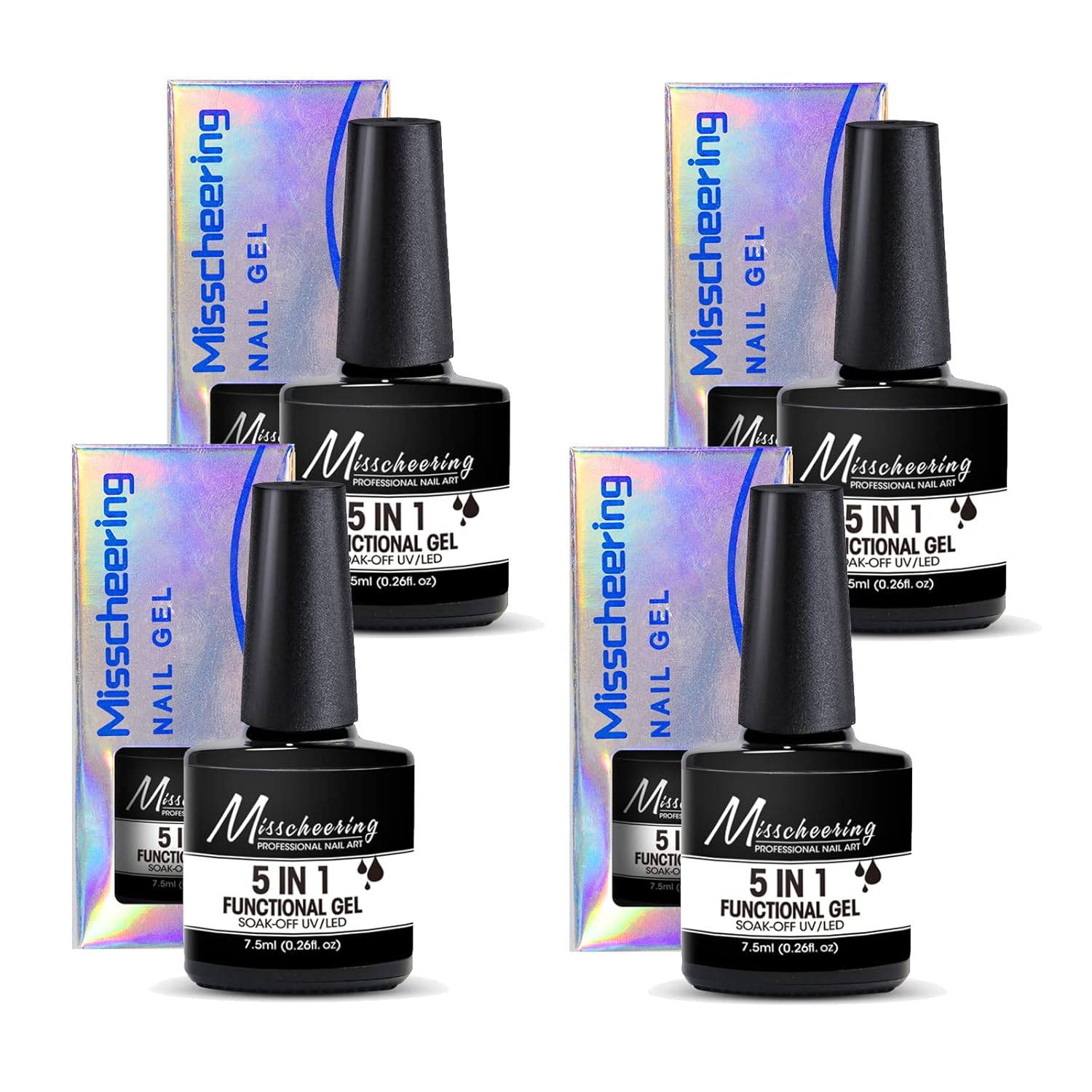 4 Piece 7.5ml Poly Nail Gel Kit, PhantomSky 5IN1 Nail