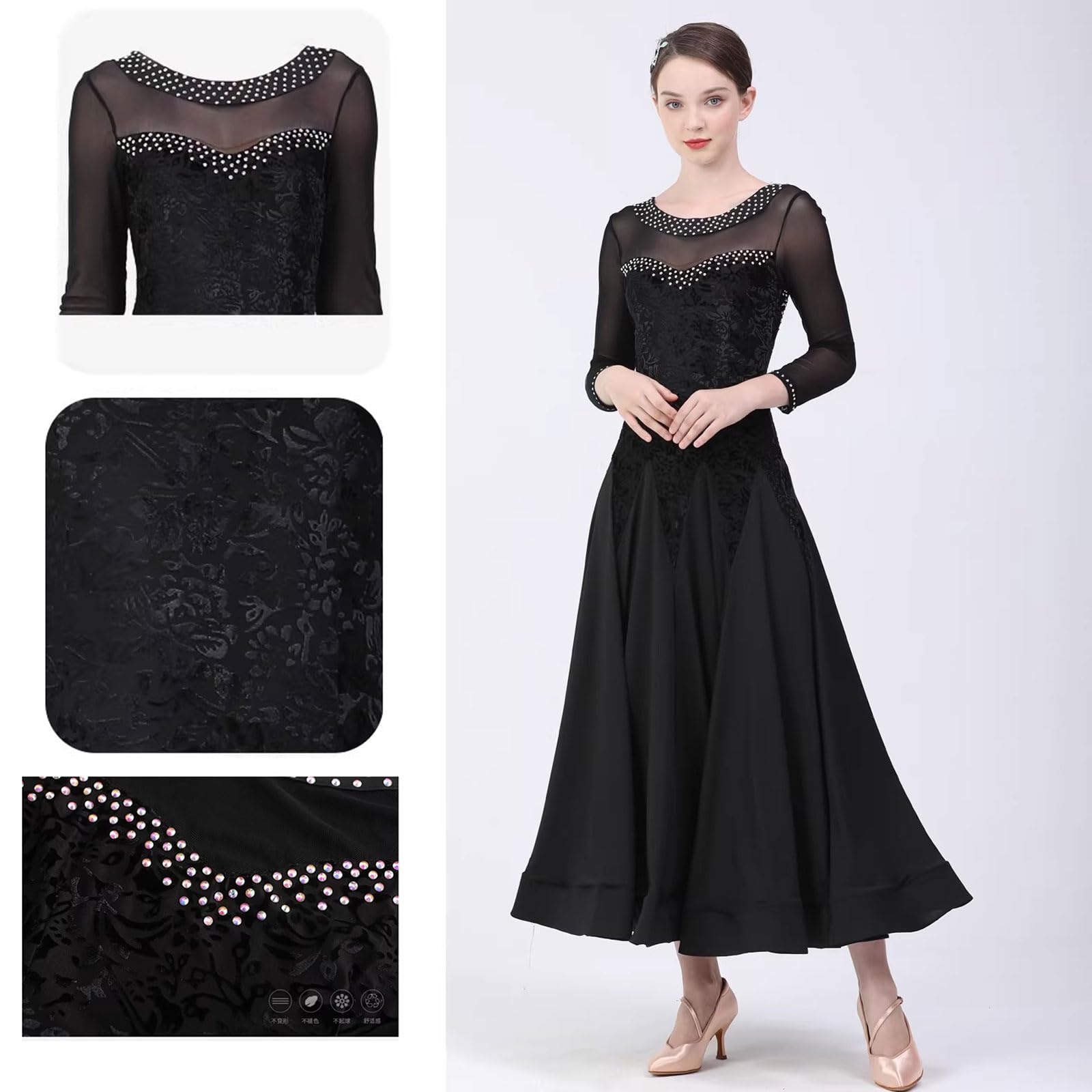 Gesellschaftstanz Turnier Tanzbekleidung Elastisch Walzer Tanz Auftritt Kleider Damen Tango Flamenco Tanzkleidung Standard Salsa Tanzen Training Outfit