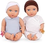 LullaBaby Poupées jumelles réalistes pour bébés, 14-Inch Ensemble de poupées pour bébé 2 poupées de bébé avec yeux bleus, tenues amovibles, 2 les sucettes, chapeau et bandeau pour nourrir le jeu, LullaBaby, 2+ Années