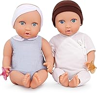 Vista 1 de LullaBaby Muñecas gemelas realistas de 14 pulgadas - Tonos de piel claros y ojos azules - Cuerpos suaves y trajes extraíbles - Sombrero, diadema