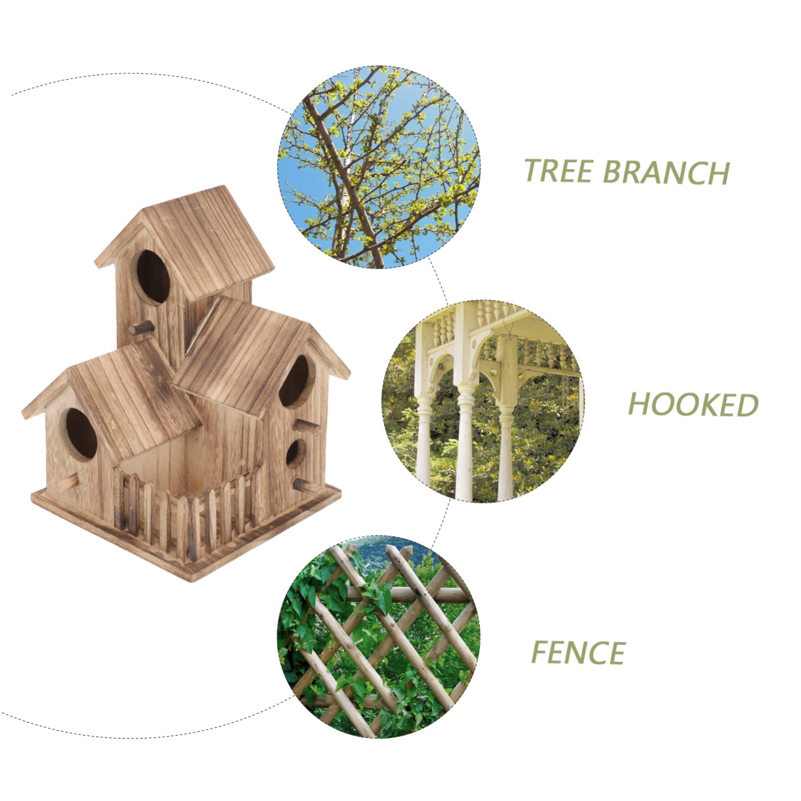 UPKOCH Villa Nido De Pájaro Casita para Pájaros De Exterior Comedero Independiente para Periquitos Nido De Madera para Jardín De Madera Accesorios para Periquitos