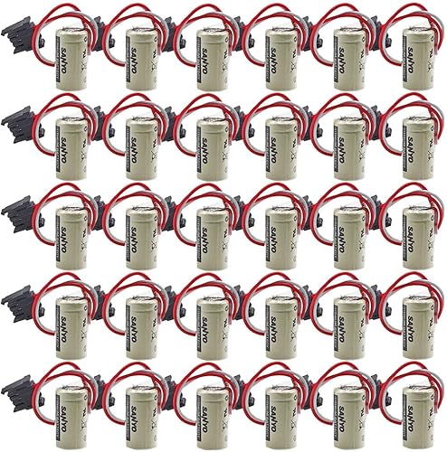 BALOLO (30-Pack) CR14250SE 3V 1800mAh PLC Lithium Battery for 1747-BA Backup Power Supply with Black Plug