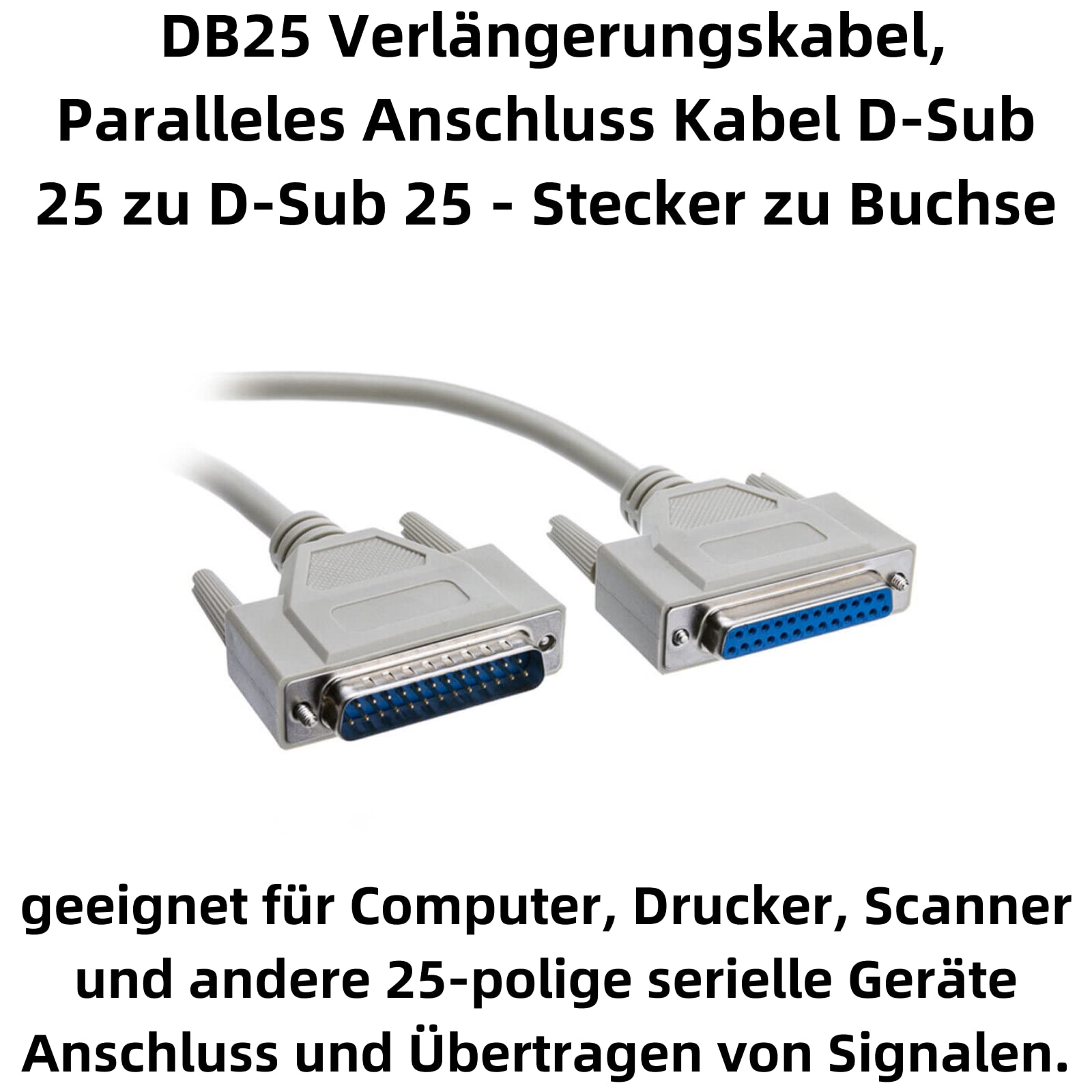 P98CS - Cavo di prolunga parallelo per PC, D-Sub 25 a D-Sub 25, maschio a femmina per stampante parallela, DB25, cavo di prolunga da 2,7 m