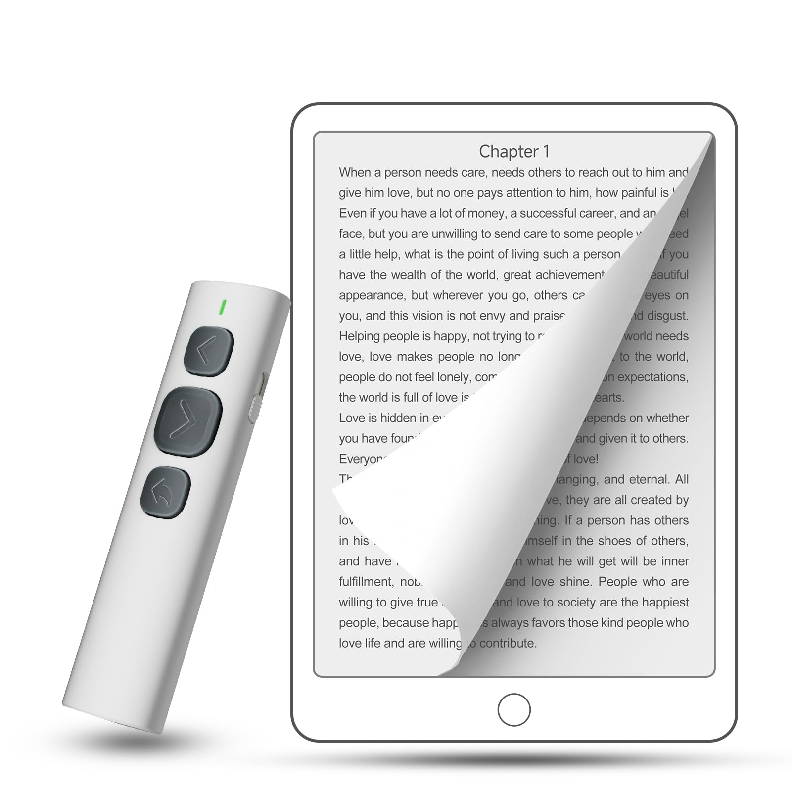 Page Turner Remote for iPad iPhone, Bluetooth Remote Control Short Video Scrolling for TikTok YouTube, iPhone Camera Shutter for Photos & Videos, Music Switcher - 33ft Range with Big Quiet Buttons