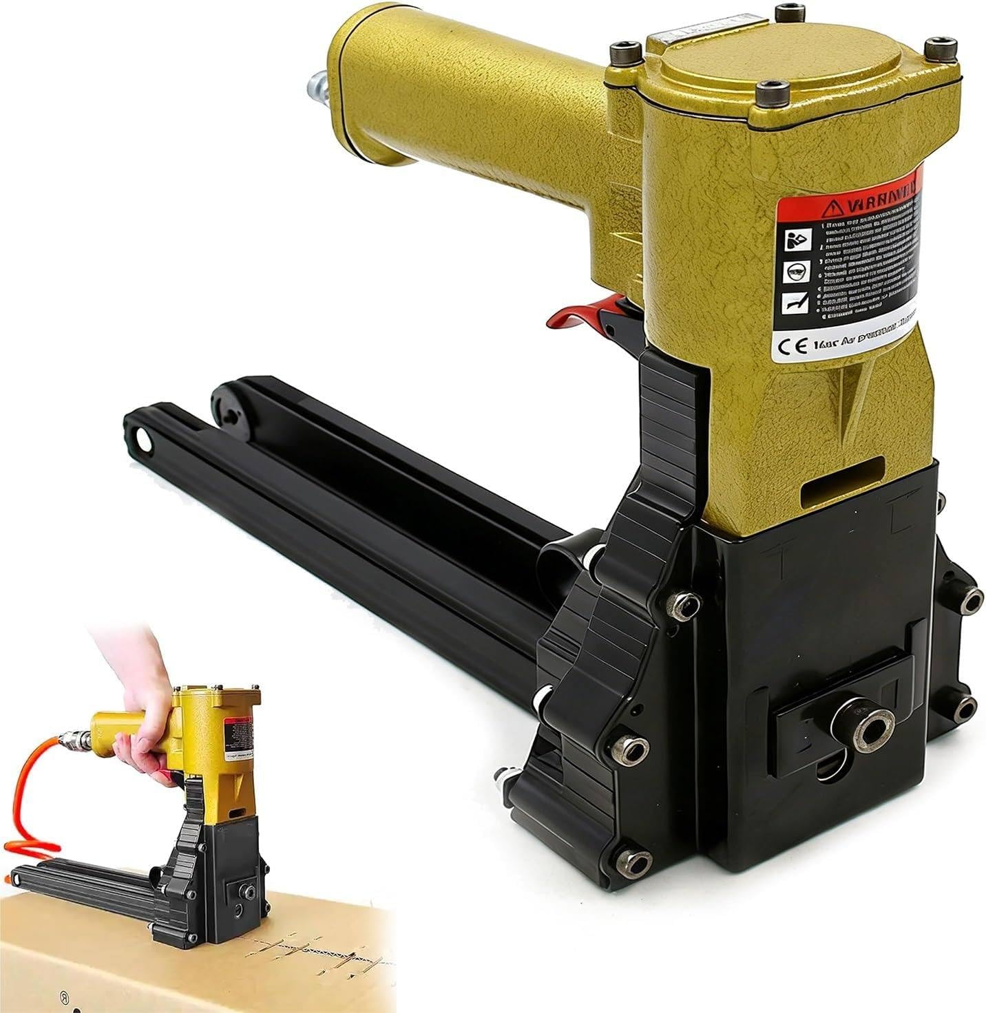 YXZYFPP Pneumatic Box Sealing Staple Gun, Handheld Carton Stapler for 15mm-18mm Nails, Air Powered Carton Stapler for Cardboard Boxes (size_name 22mm)