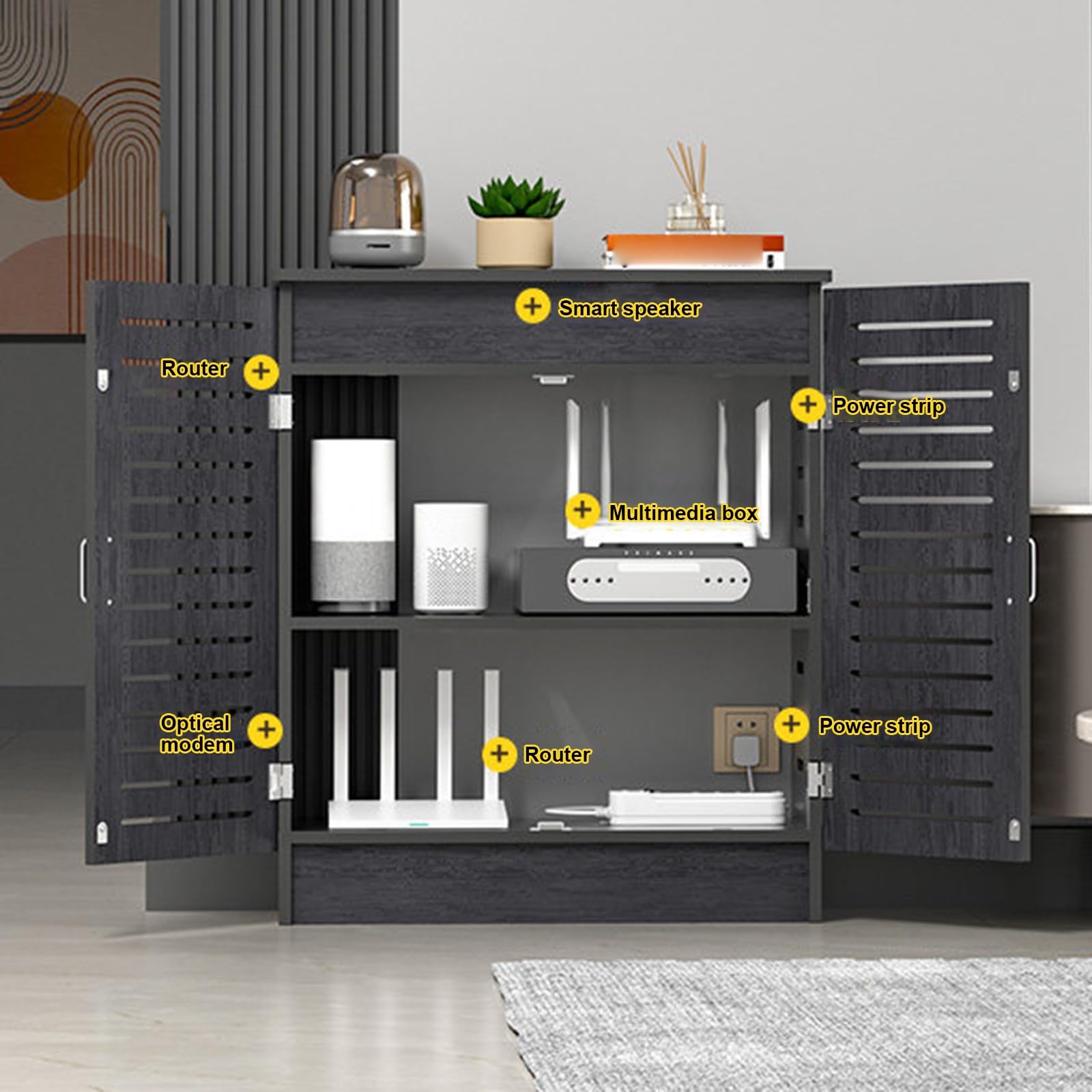 WiFi Router Cabinet Floor Stand PVC Organizer z wentylacją do zestawu do gry Top Box Game Console Storage Home Office Dekoracyjny uchwyt elektroniczny Mocna podstawa
