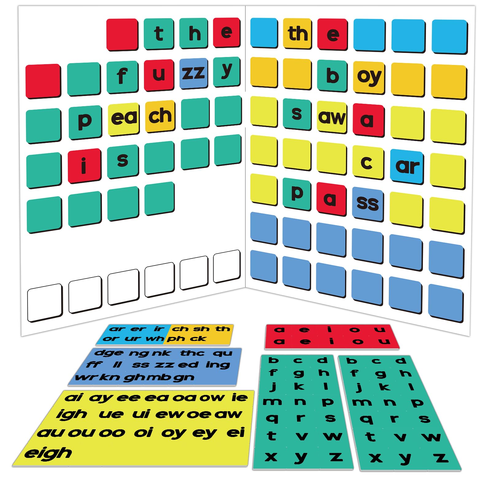 101 PCS Phonics Games Magnetic Foam Reading Tiles CVC Word Building Magnets Reading Tiles Alphabet and Phonics Magnetic Board Reading Games Educational and Learning Activities