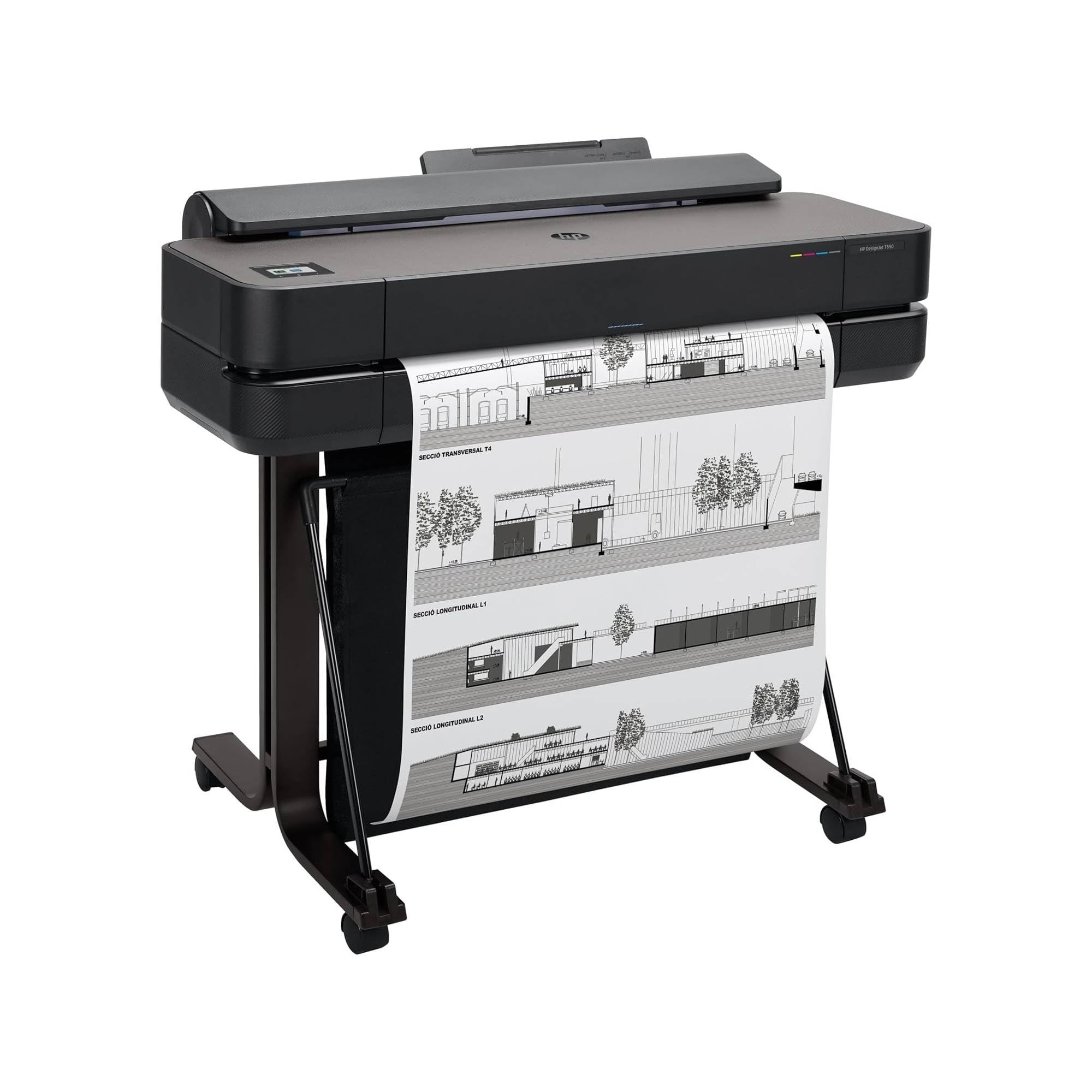 HP DesignJet T650, 61cm (5HB08D), Impresora Gran Formato, Plotter, Estándar A4-A1, 81 Impresiones A1/h, Wi-Fi,Ethernet,USB, 2400x1200 dpi,Metal Reciclado, Edición 2025, Garantía 2 Años, Click, Negro