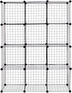 HAPPYGRILL 12-Cube Metal Wire Storage Cubes, Free Standing Modular Shelving Grids, Customizable Metal Rack Bookcase DIY Storage Organizer (42" x 14" x 56"(L x W x H))