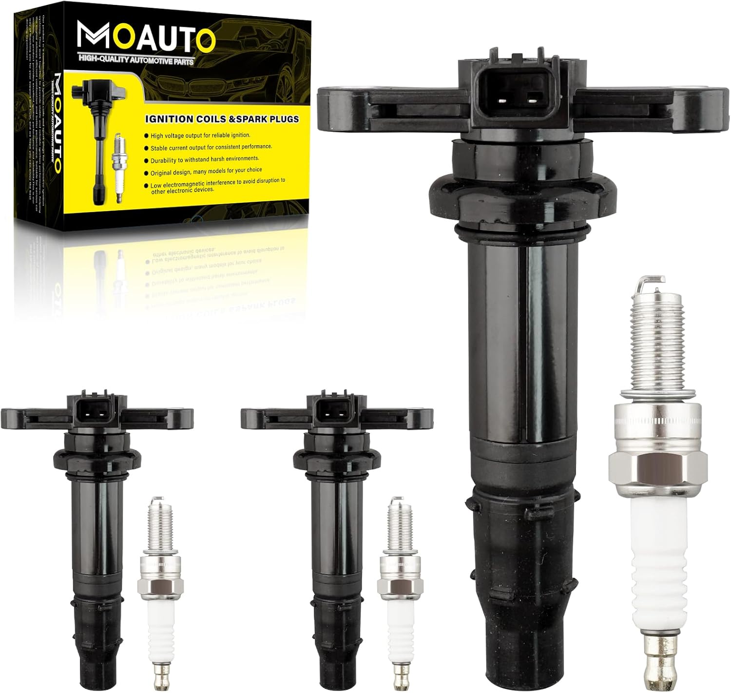 Set of 4 Ignition Coils Pack 5EB-82310-00-00 & 4 PCS Iridium Spark Plugs Compatible with Yamaha YZF-R6 1999-2002 CHAMPIONS LIMITED EDITION 2001