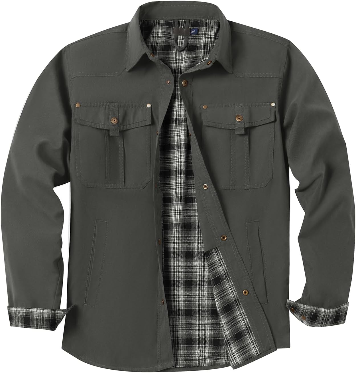 Flannel Shirt Jacket for Men - Long Sleeve Plaid Lined Flannel with Pockets Western Cowboy Shirt Jacket