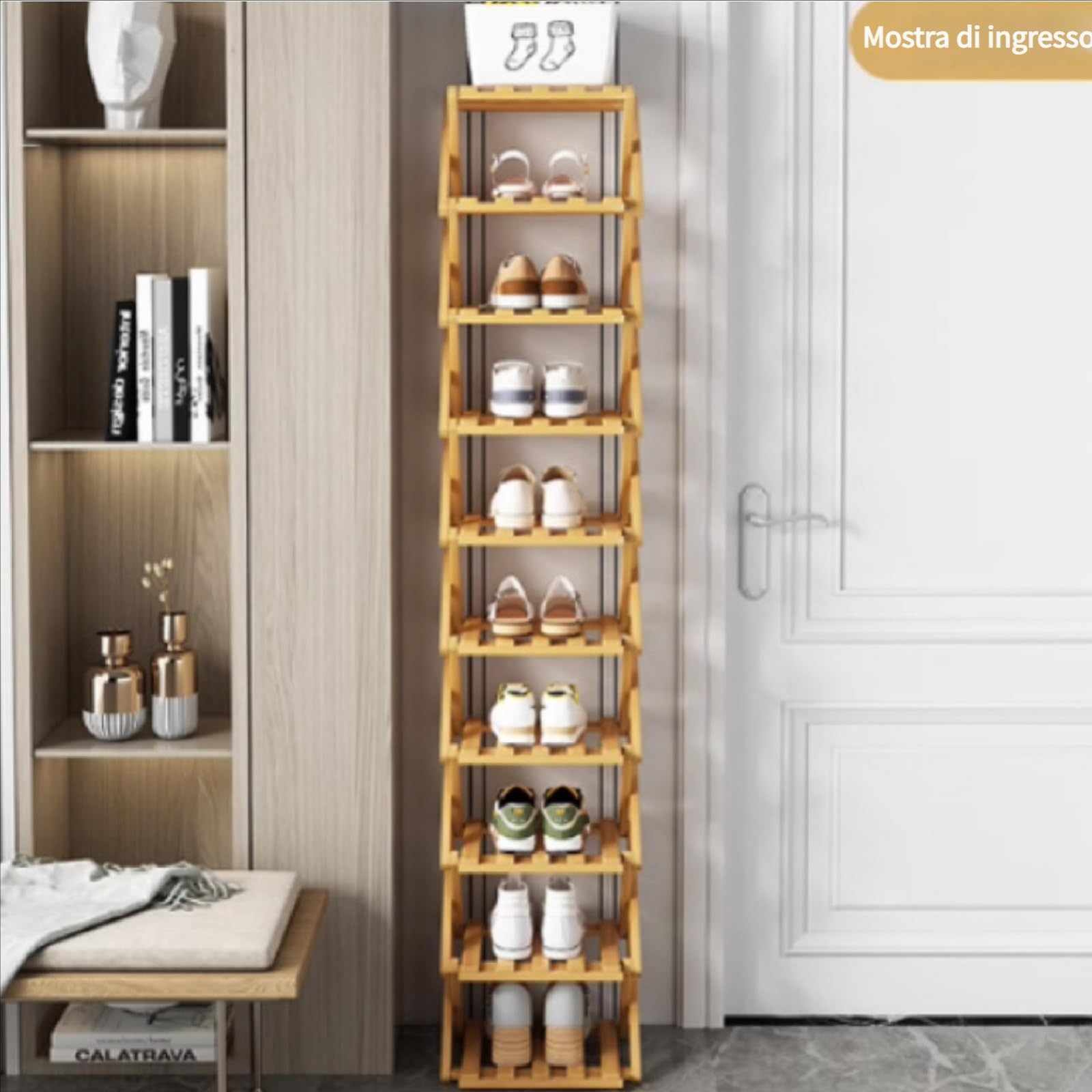 Scarpiera Pieghevole,scarpiera verticale,Scarpiera salvaspazio Slim Ingresso, Scaffale per Scarpe, Mobile Portaoggetti, Stoccaggio Verticale Stretta per Ingresso, Bagno, Soggiorno e Corridoio