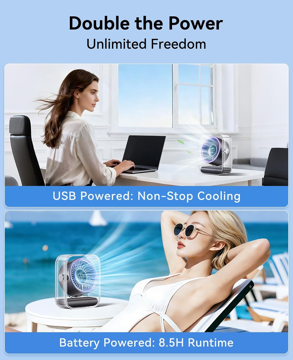 DIGIX Portable Desk Fan for Bedroom, 100 Speeds, 90° Rotation, Rechargeable image 4