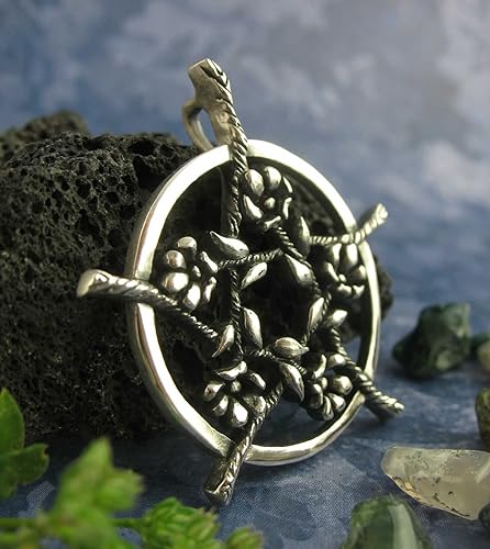 Miniatura 3 de Five Flowers Hidden Pentacle Pendant, 100% Sterling Silver, Handmade