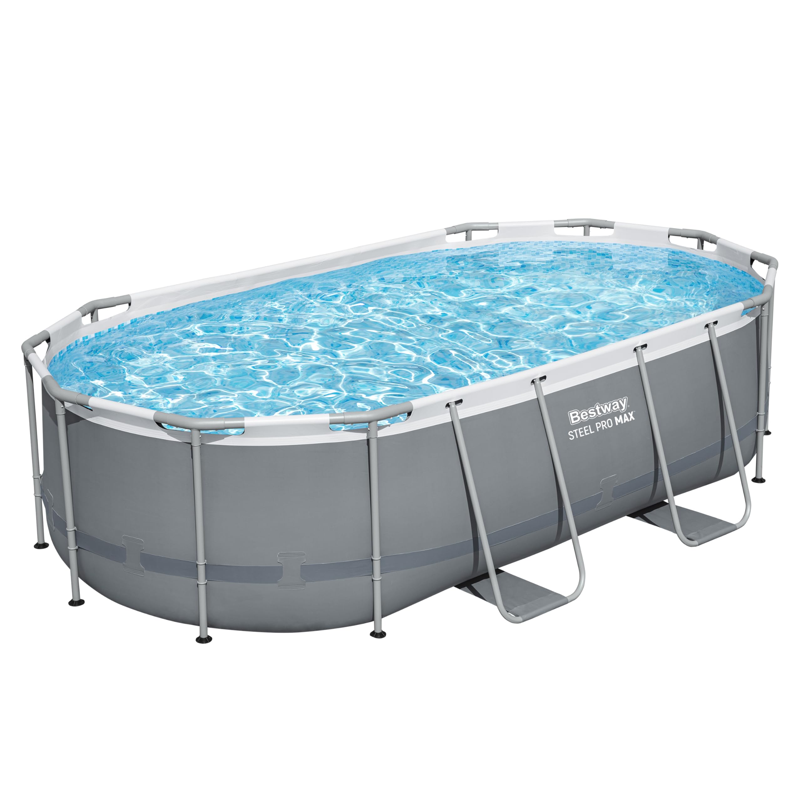 Bestway Power Steel Frame Pool Set mit Filterpumpe 427 x 250 x 100 cm, grau, oval