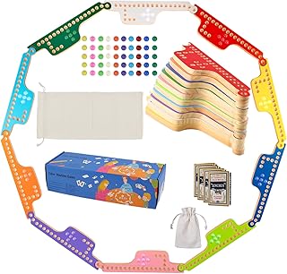 Colorful Jokers and Marbles Board Game Pegs and Jokers Card Game for 2-10 Players 10 Solid Wood Game Boards 10 Colors 50 Marbles 4 Decks of Cards Full Size Game Set (10 Players-10 Colors)…