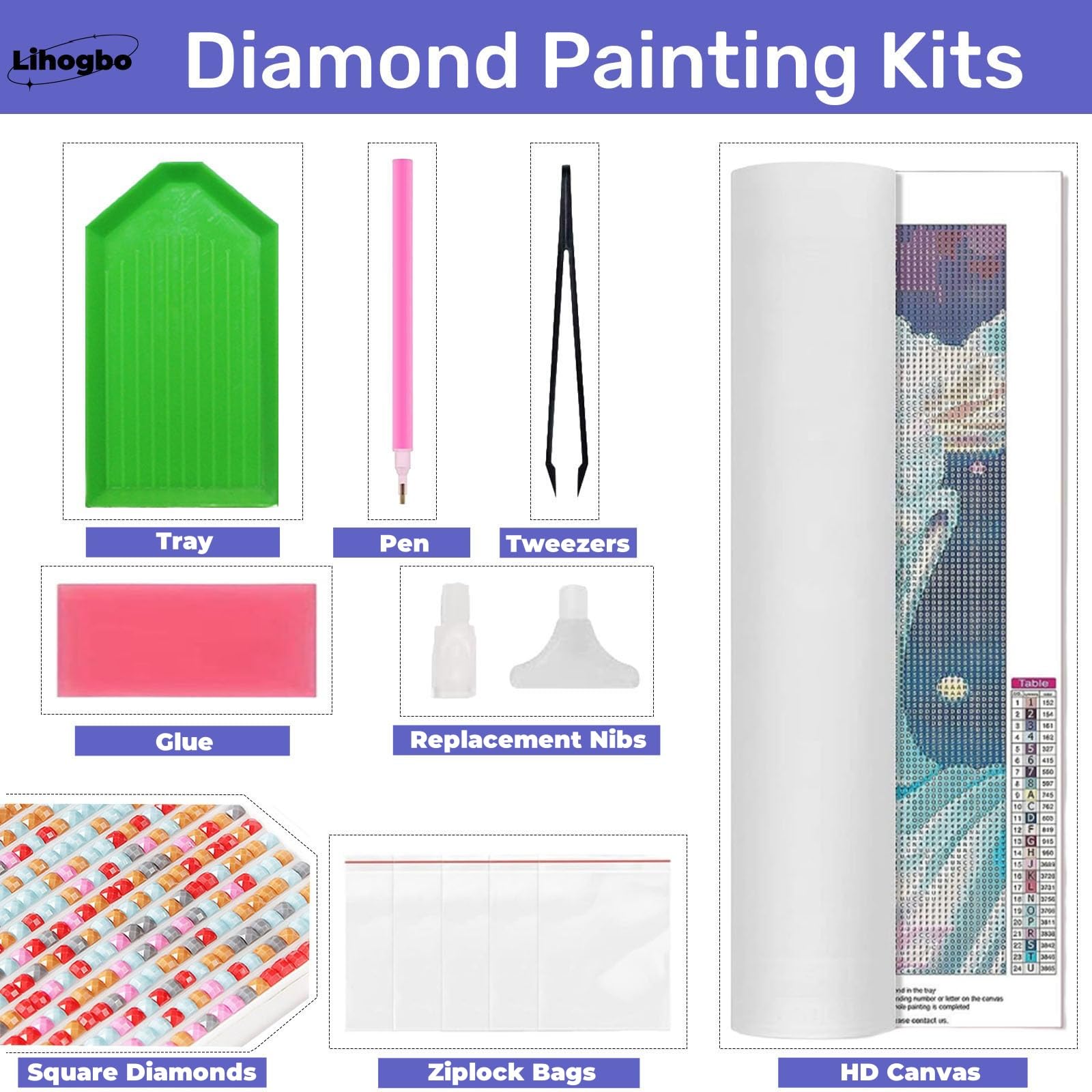 Goofong Diamond Painting Kit – Vaso Di Papaveri 30x40 Cm – 5D Fai Da Te Con Tela E Strumenti - 2