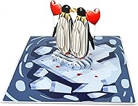 Vista 8 de CUTPOPUP PenguinCouple, tarjeta desplegable para el día de San Valentín, tarjeta de aniversario, tarjeta de felicitación emergente 3D
