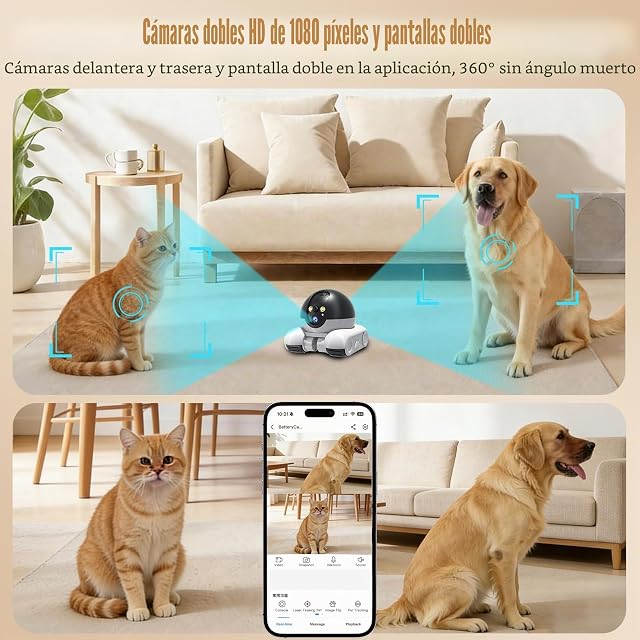 Foto 2 de 7 de HUAJUN Robot Camera 1080P Duales Cámara Robot para Mascotas