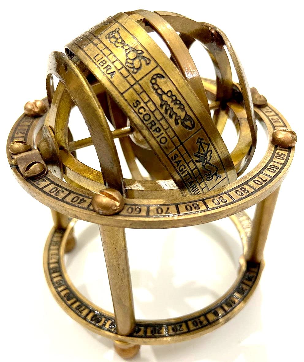 Imagen de catálogo asociada a Ganga Nautical Esfera decorativa armilar de latón náutico de 7,62 cm, decoración del hogar, dec