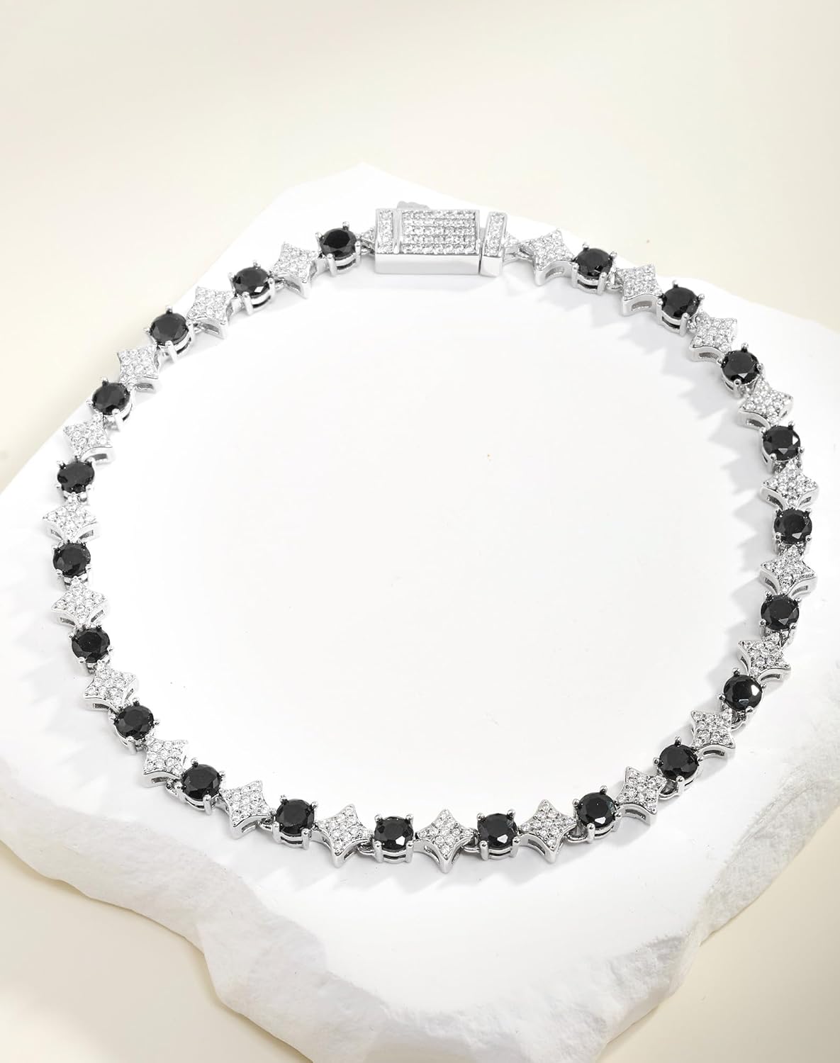 Star Tennis Bracelet for Men Women - 6mm Sparkling Iced Out 18K Gold Plated 5A+ Black/Cubic Zirconia Jewelry - Created Diamond Party Gifts 7.1"-9.1" - Image 3