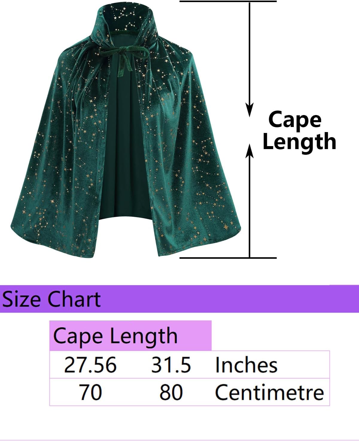 GRAJTCIN Wizard Cloak Witch Cape Magician Cape for Kids Shiny Star Velvet Cloak with Witch Hat Halloween Christmas Outfit image 4