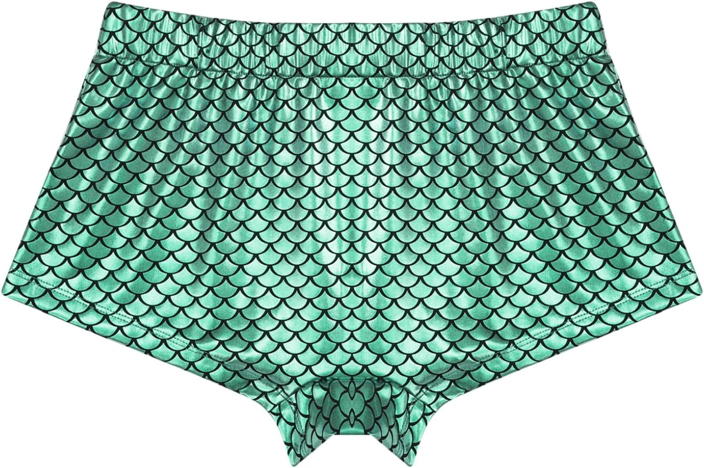 Men's Shiny Holographic Shorts Front Lace-up Disco Dance Outfits Fish Scales Print Hot Shorts