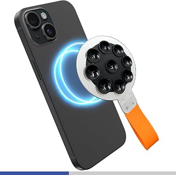 LETOUR Magnetic Suction Cup Phone Mount, Silicone Suction Phone Case Grip Holder for MagSafe, Hands-Free Mirror Shower Phone Holder Mount for TikTok Creator,Videos,Selfies -Silver