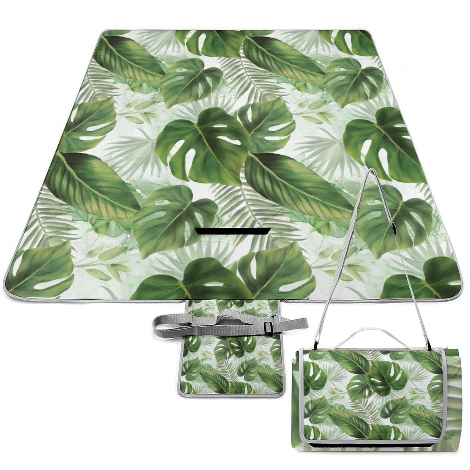 3D Impression Summer Usine Watercolor Couverture Pique Nique Tapis De Plage Anti Sable Nappe Picnic Couverture De Pique-Nique pour Jardin,Nappe, BBQ, Randonnée 148x148cm