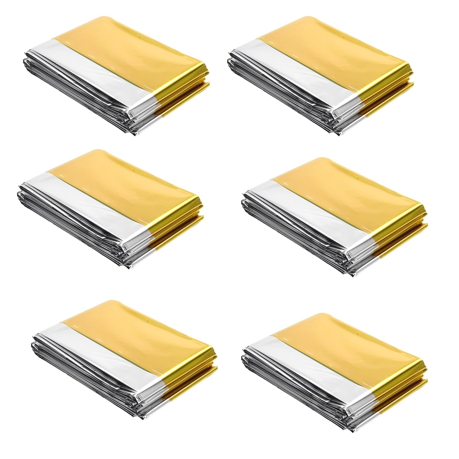 DZTSMART Rescue Blanket, Pack of 6, Gold Silver 210 x 160 cm, Car, First Aid, Camping, Survival Kit - Emergency Blanket for Outdoors, Emergency Blanket, Rescue Film, First Aid Heat Blankets