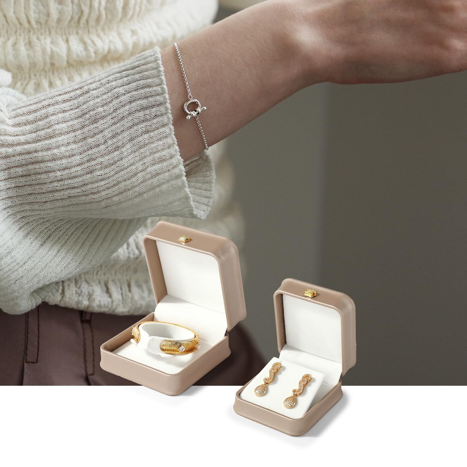 Boîte à Bagues Luxe Vert - Écrin Cadeau Mariage Fiançailles - Cuir Velours