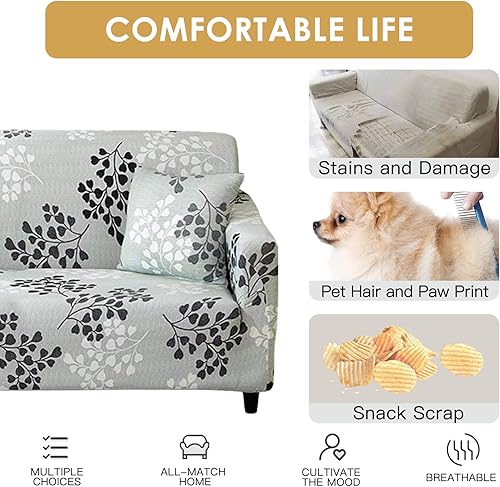 Vista 53 de HOTNIU Funda de sofá seccional de 2 piezas, funda elástica suave para sofá en forma de L, funda de sofá modular moderna con estampado para sala