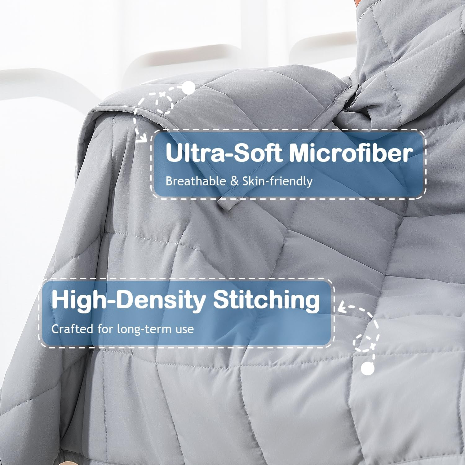 Kivik Weighted Blanket 3 lbs, Small Weighted Blanket 3 Pounds, Mini Heavy Blanket Throw, Breathable Cooling & Warm Blankets, Machine Washable, 36x48 Inches Grey - Image 4