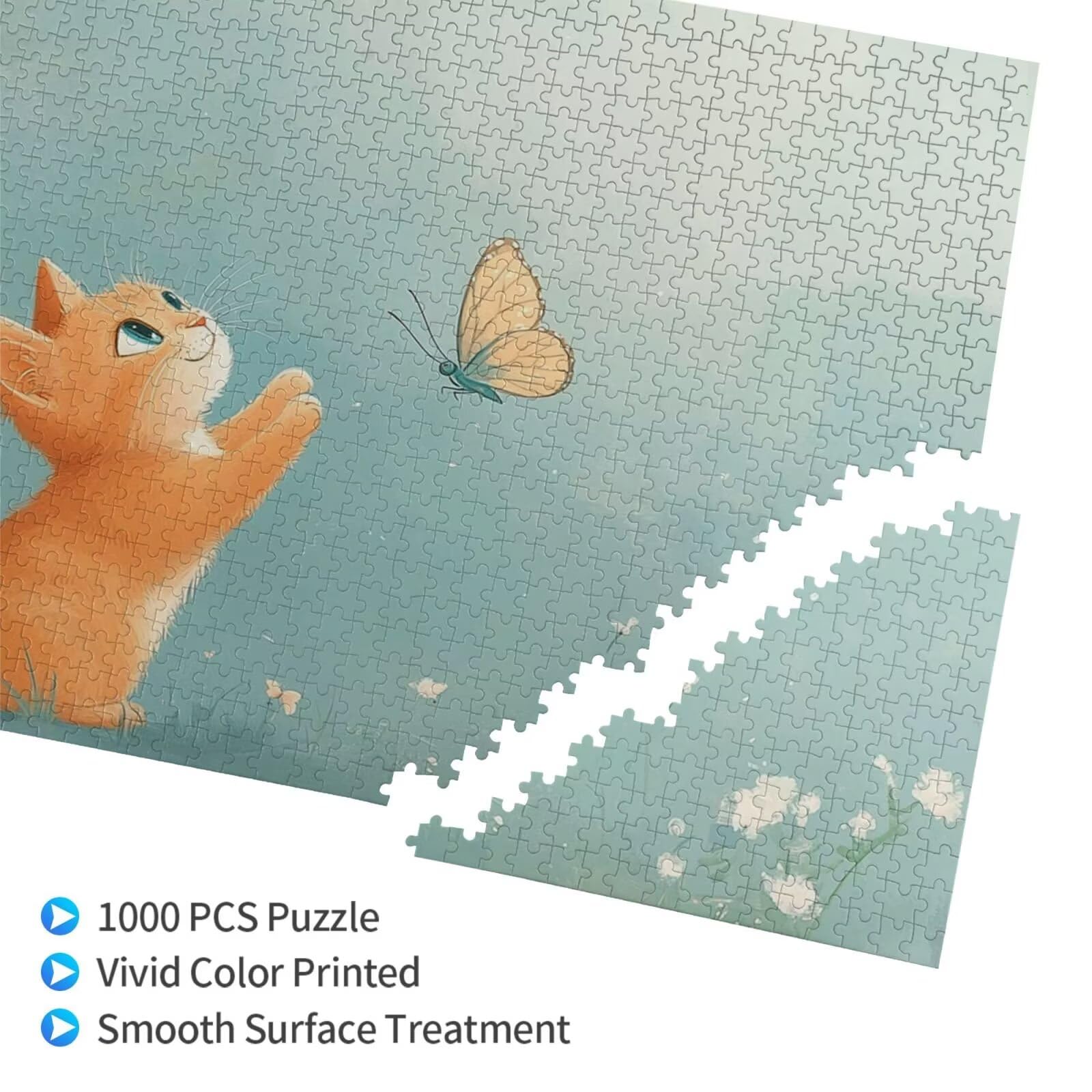Puzzle kot, 1500 elementów, szczęśliwe puzzle dla dorosłych, z pudełkiem na prezent, duże drewniane puzzle dla dorosłych, gra zręcznościowa dla całej rodziny, prezenty dla kobiet, 87 x 57 cm, 898y