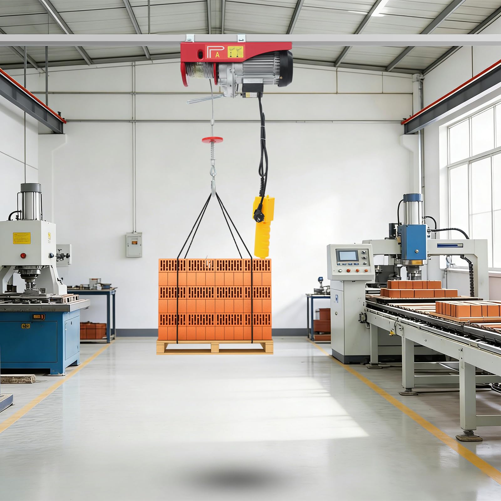 Elektrozug 800kg Seilzug Hebezeug 12m Hubhöhe 1300W | für Baustellen, Lager & Werkstatt 42*14,6 cm