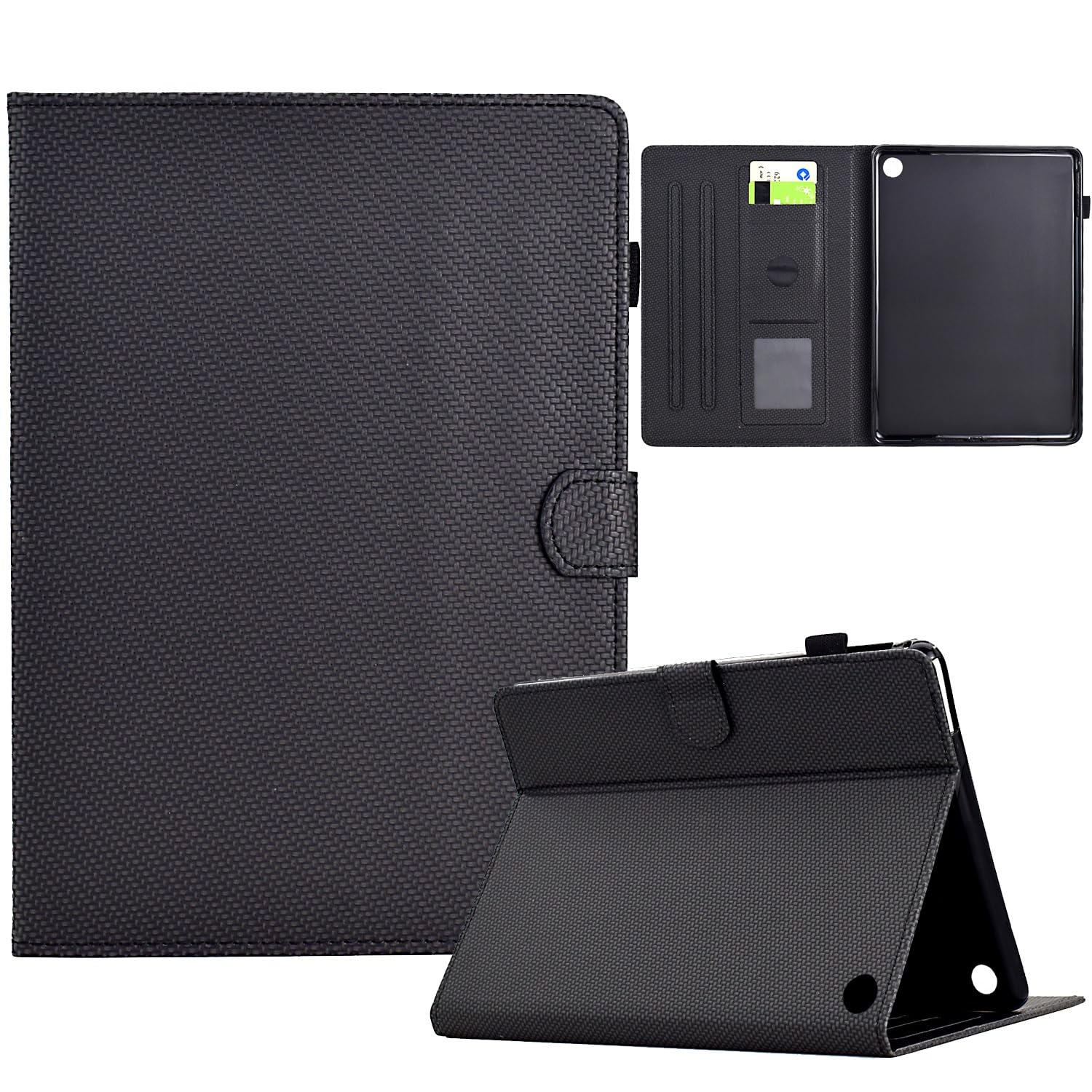 Do tabletu Kindle Fire HD 10 i Plus (13./11. generacja, wydanie 2023/2021),1-calowe etui Slim PU Leather z podpórką pod wieloma kątami pokrywą gniazda na karty Pełne ochronne(Noir)