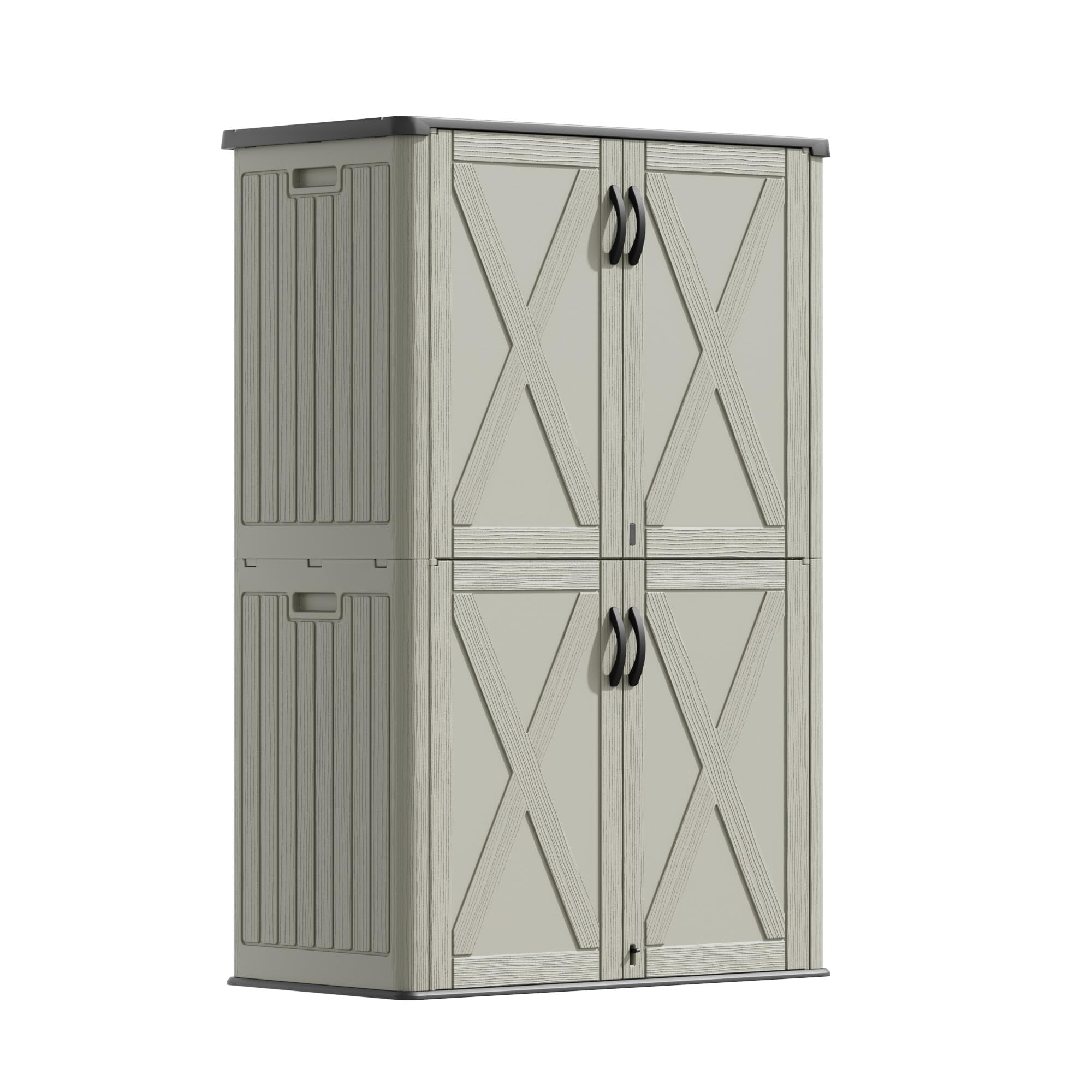 Devoko 50 Cu Ft Plastic Outdoor Storage Cabinet, Beige