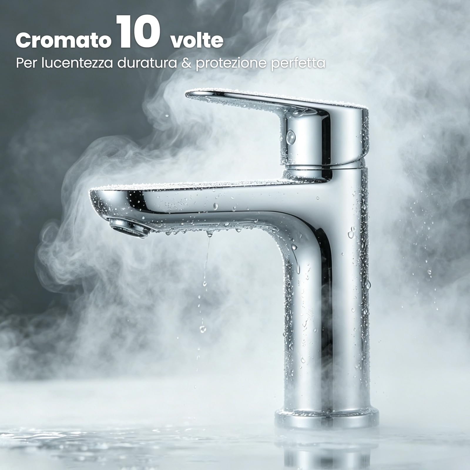 CECIPA Rubinetto Bagno Lavabo,Miscelatore Lavabo Bagno,Altezza 16,4 cm | Miscelatore Monocomando Lavabo a Risparmio Idrico,con Cartuccia Ceramica e Tubi di Collegamento da 60 cm,Cromato
