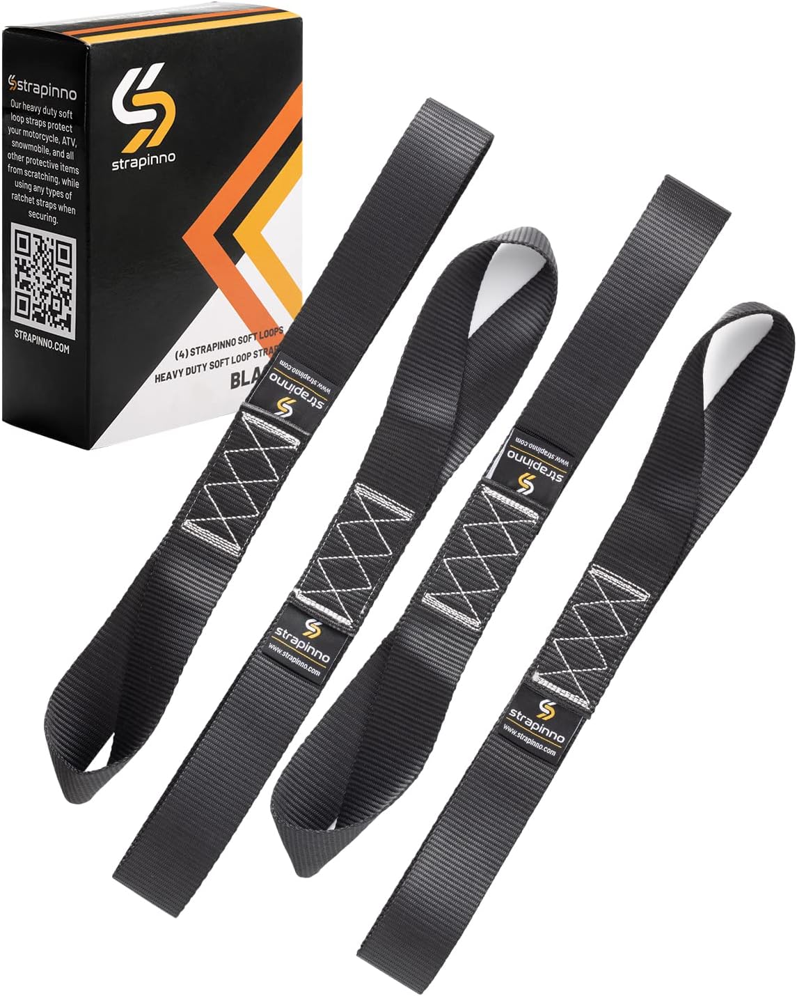 STRAPINNO 4pcs. Soft Loop Tie-Down Straps -1.7 in. x 17 in. Straps with 10,500lbs Breaking Strength and 3,500lbs Working Load Limit Each, Ideal for Securing ATV, UTV, Vehicles, and Other Equipment