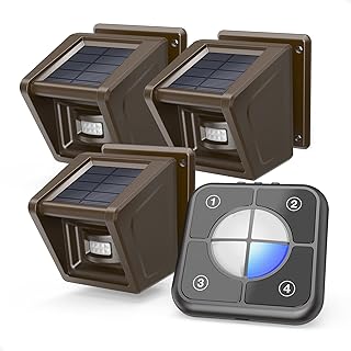 Driveway Alarm, 1/2 Mile Long Range Wireless Microwave Motion Sensor Alarm, Outdoor Weather Resistant Security Alert System, Monitor & Protect Outside/Inside Property - 1 Receiver & 3 Sensors