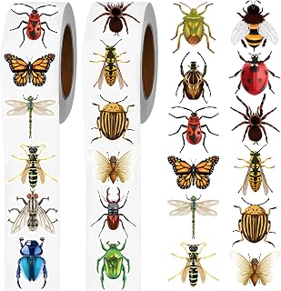 Dazoratix Insect Bug Stickers Rolls - 1000Pcs Small Animal Sticker Ladybird Beetle Butterfly Decals Aesthetics Self-Adhesive Labels for Kids School Prizes Rewards Classroom Teaching