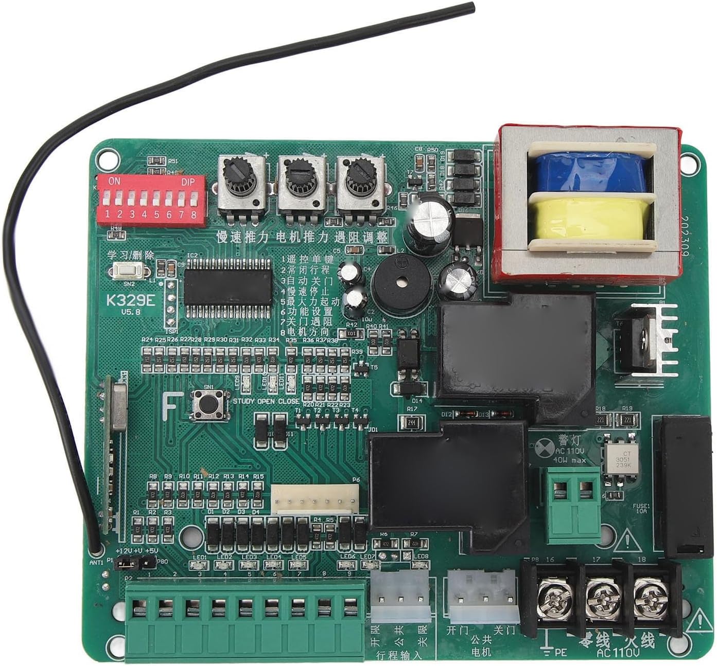 Sliding Gate Circuit Board with LED Indicators, Slow Speed Motor Controller 220V - Smooth Operation, Manual One Button Control, for Sliding Gate Motors and Automatic Door Openers