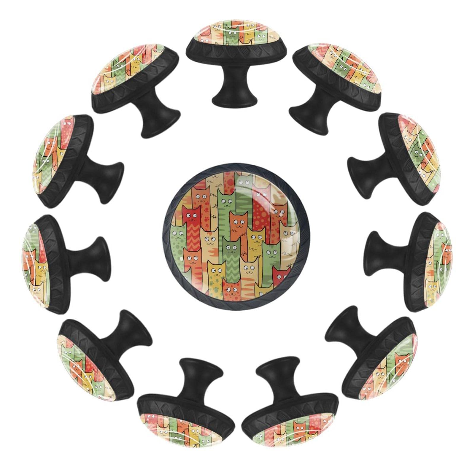Boutons de tiroir chat lot de 12 poignées rondes 35mm pour commode d'enfant