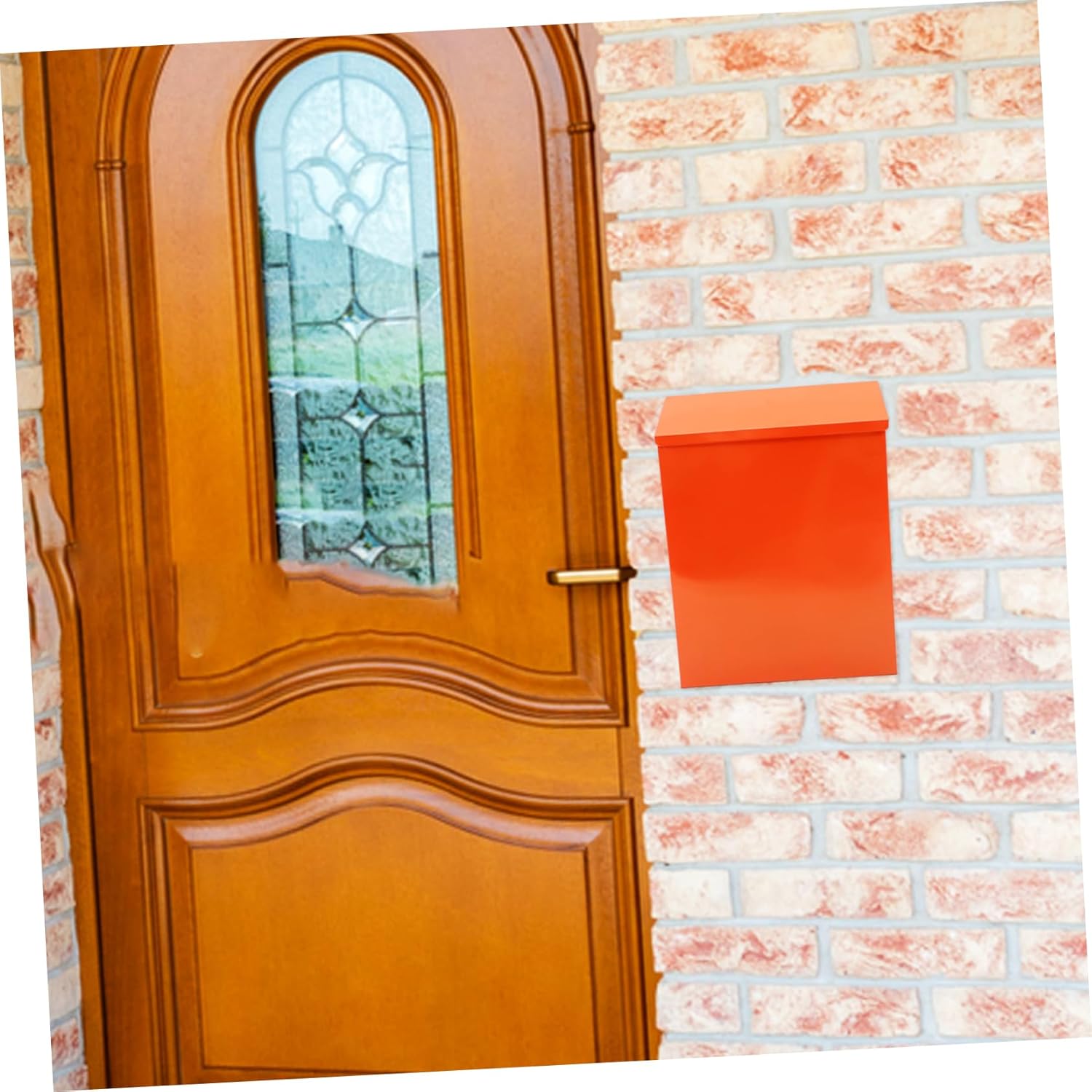 Veemoon Vintage Wall Mount Mailbox with Lock Durable Iron Post Box for Home Office Decorative Orange Design Easy Installation Secure Mail Protection