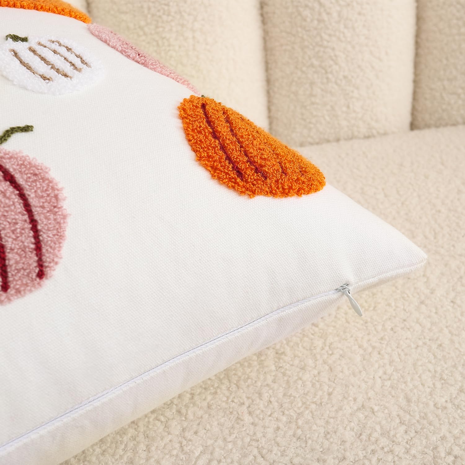 Tosleo Pink Halloween Throw Pillow Covers 12x20 inch Set of 2 Fall Decor Pillowcases Halloween 3D Orange Pumpkins Embroidered Pillow Cases Thanksgiving Home Party Cushion Covers - Image 3
