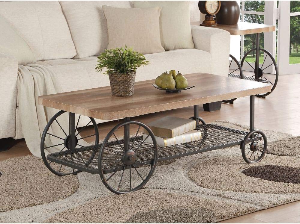 Acme Francie Coffee Table in Oak & Antique Gray 82860