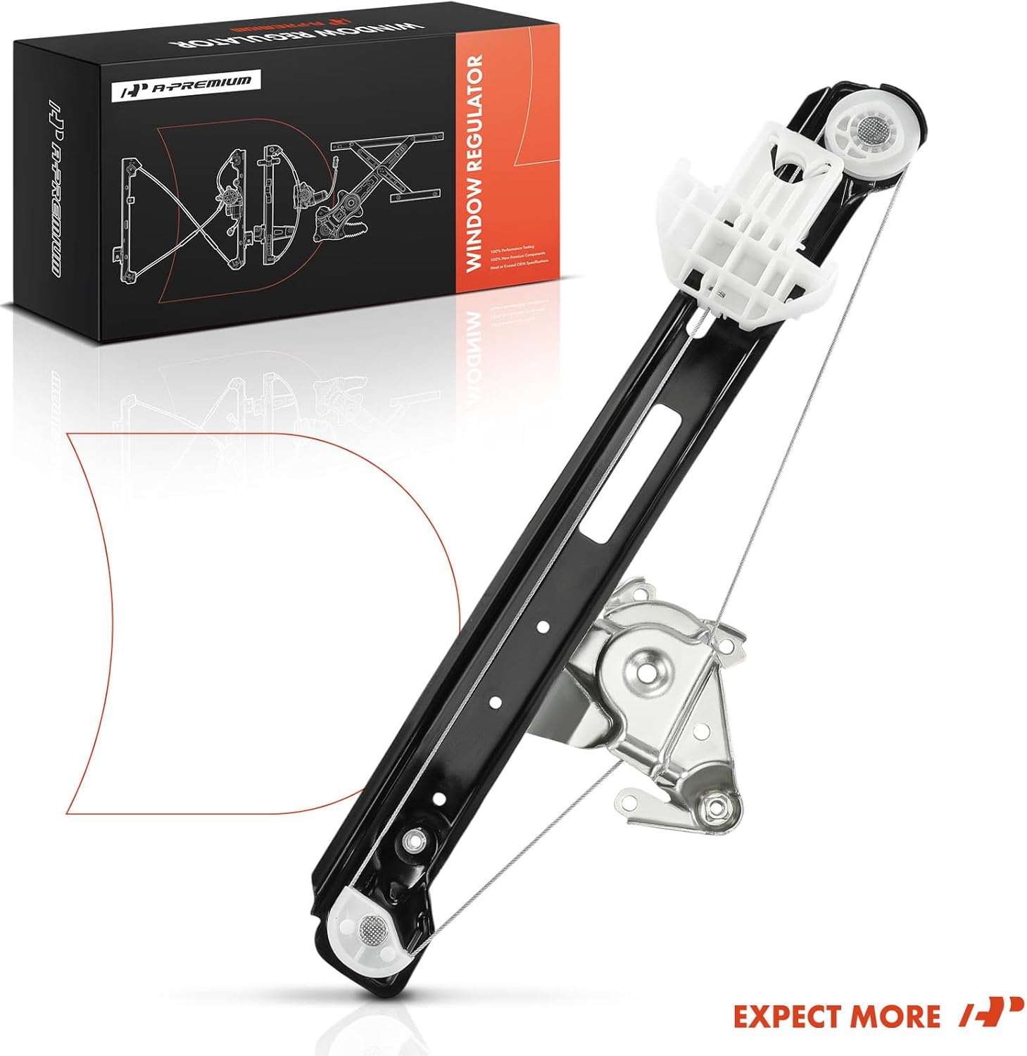 A-Premium Rear Right Passenger Side Electric Power Window Regulator Without Motor Compatible with Ford Focus 2000-2007