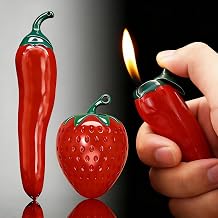 2 Pack Torch Lighter, Chili Pepper Shape, Red and Green, Butane Cool Lighters,Jet Torch Flame Windproof Adjustable,Refillable,Kitchen, Candles,No Gas 45r