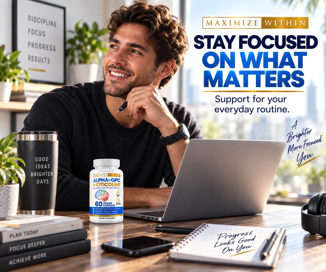 Alpha GPC + Citicoline 60 Ct, 1600mg Concentrated Formula- 99%+Highly Purified & Bioavailable Nootropic-Cognitive Enhancer, Supports Memory, Brain Function, Boosts Focus, Mood & Energy — Amazon image 8